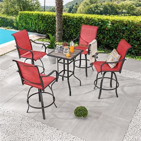 Patio Festival 5 Piece Metal Bar Height Outdoor Dining Set PF19032 273