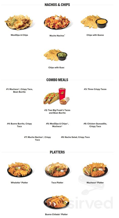 Taco Bueno Menu In Tulsa Oklahoma Usa