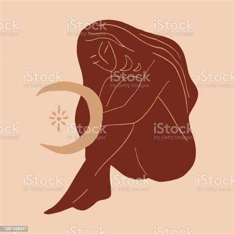 Boho Sacred Magic Meditating Woman Vector Illustration Stock