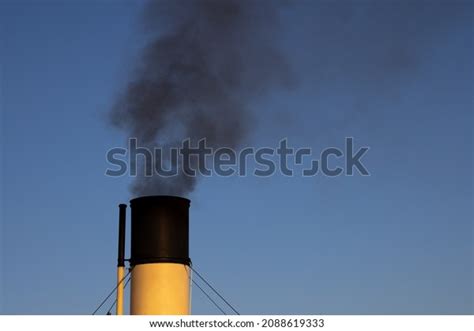 Air Pollution Stockholm Chimney Boat Black Stock Photo