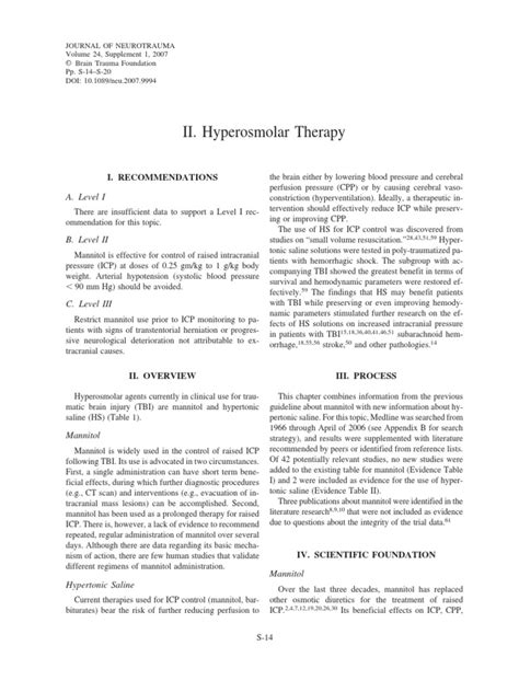 Hyperosmolar Therapy | PDF