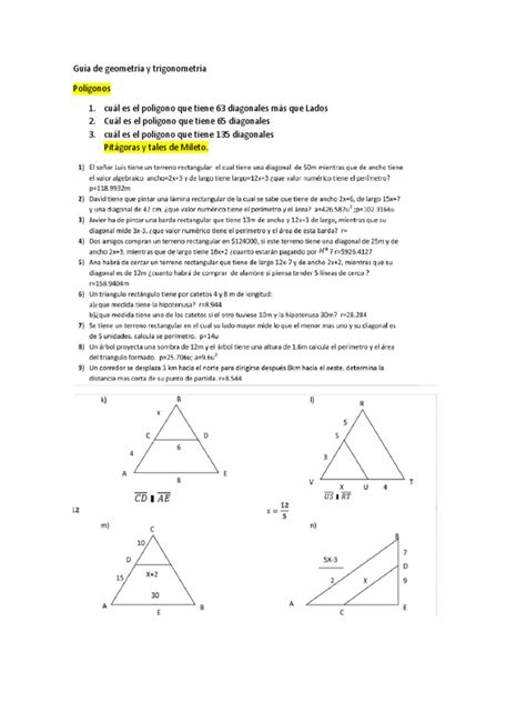 Guía De Geometría Y Trigonometría Pdf Trigonometría Formas Geométricas