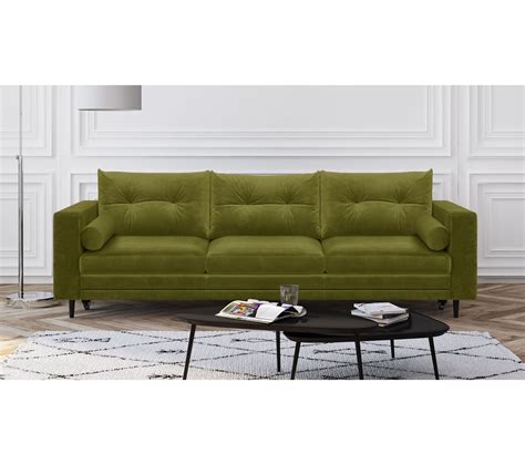 Canapé 3 Places Convertibles En Velours Vert Olive Collection Viktor