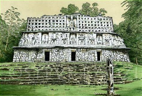 Yaxchilan Illustration of Structure 33 and Stela 31