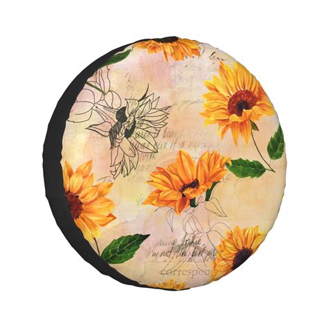 Lakimct Vibrant Yellow Sunflower Spare Tire Cover Protectors