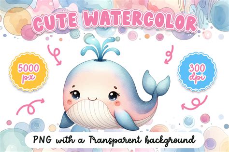 Cute Watercolor Whale Graphic by SellingPOD · Creative Fabrica