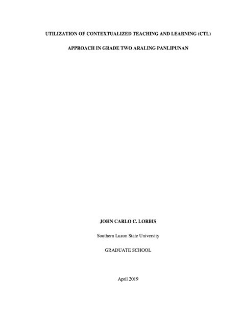 Fillable Online Approach In Grade Two Araling Panlipunan John Fax