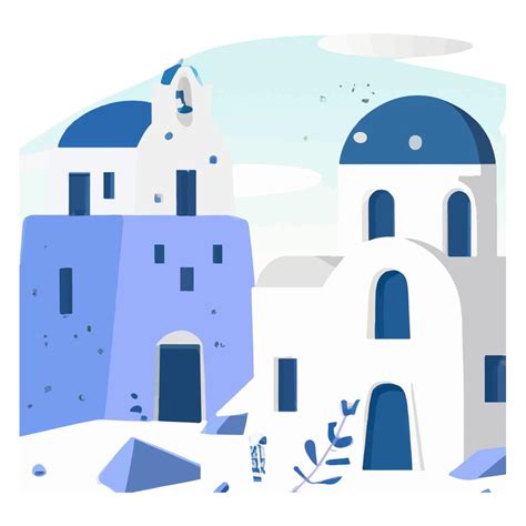 Santorini Island Greece Vector Flat Illustration 13223477 Vector Art