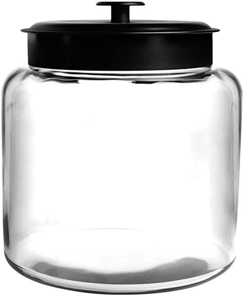 Anchor Hocking Gallon Montana Glass Jar With Fresh Seal Lid Black