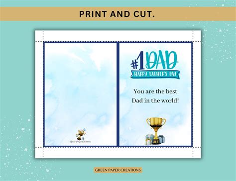 Fathers Day Card Printable Fathers Day Card Best Dad In The Etsy