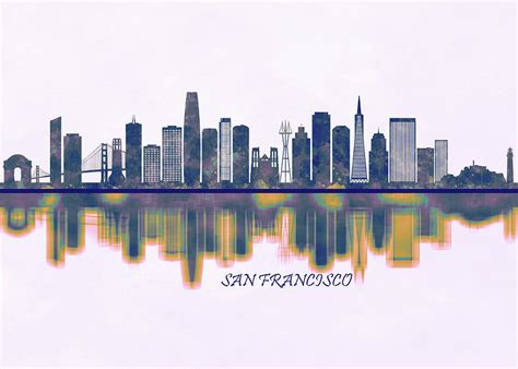 San Francisco Skyline Painting by NextWay Art - Fine Art America