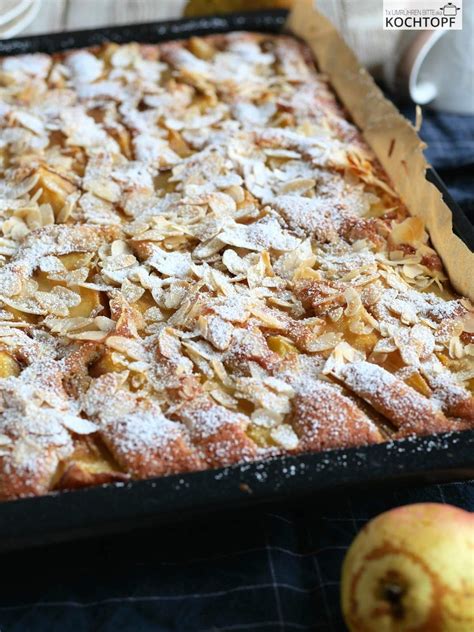 Birnenkuchen Vom Blech Mit Amaretto Mandeln So Einfach So Gut