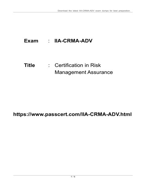 Iia Crma Adv Certification In Risk Management Assurance Dumps