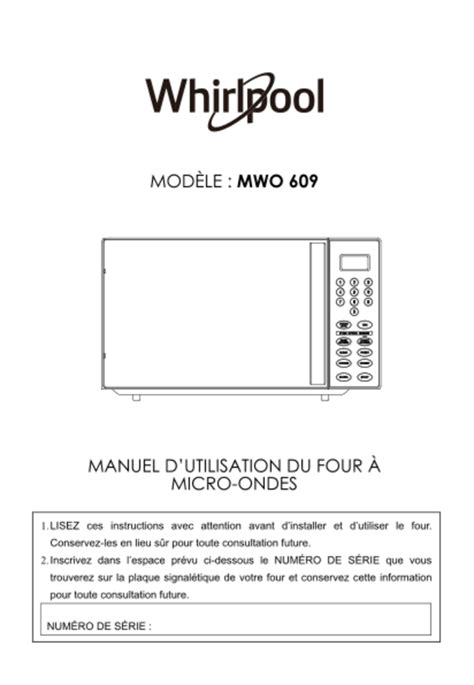 Mode d emploi Whirlpool MWO 609 WH Français 12 des pages