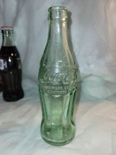 Vintage Embossed Green Glass Coca Cola Bottle Hobble Skirt 1954 Made