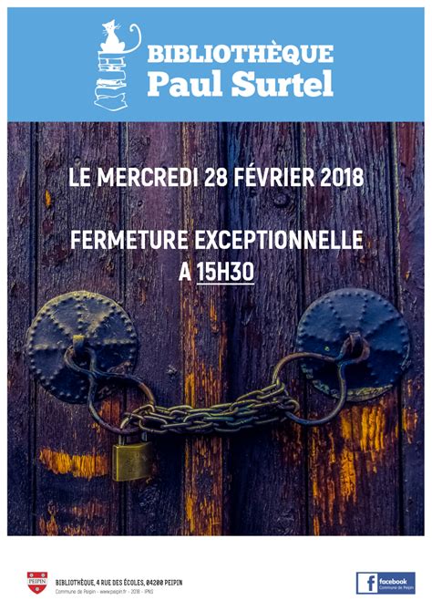 Fermeture exceptionnelle de la bibliothèque de Peipin mercredi 28