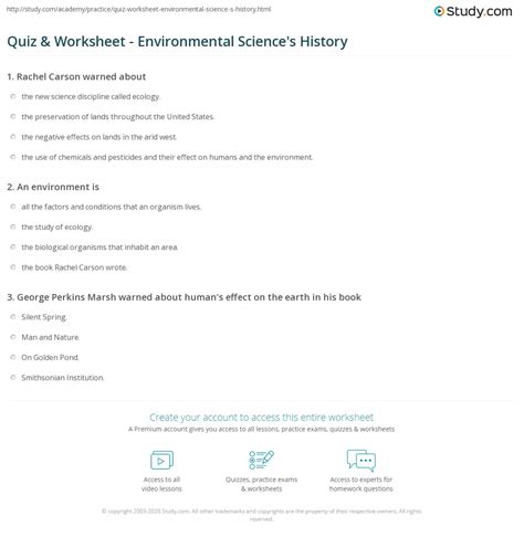 What Is Environmental Science Worksheet