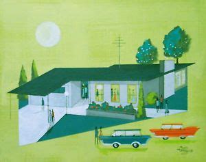 El Gato Gomez Painting Mid Century Retro Architecture Eames 50s Home