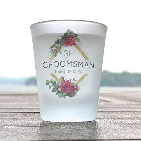 Buy Groomsman Red Rose Wedding Monogramme Customized Photo Printed Shot Glass Yourprint