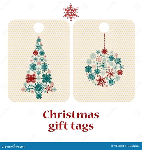 Set Of Christmas And New Years Gift Tags With Snowflakes Stock Vector