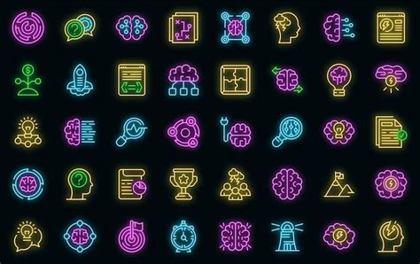 Premium Vector Brainstorming Icons Set Vector Neon