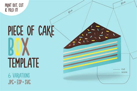 Printable Box Template - Cake Slice By moibalkon | TheHungryJPEG