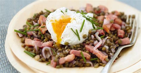 Recette lentilles tièdes aux œufs pochés Marie Claire