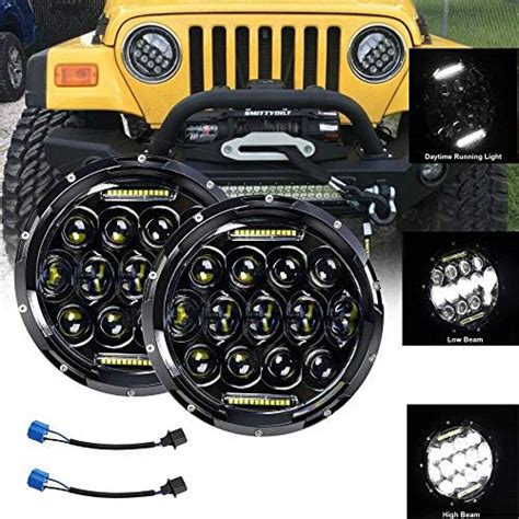 Amazon Inch W Round Led Headlamp With Daytime Running Light Drl