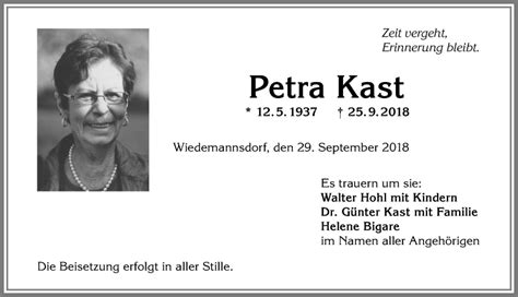 Traueranzeigen Von Petra Kast Allg Uer Zeitung