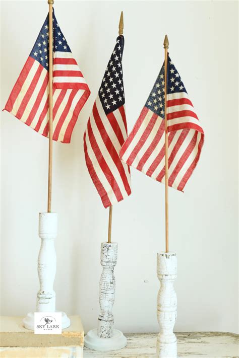 Diy Small Flag Holder Using Old Spindles Sky Lark House