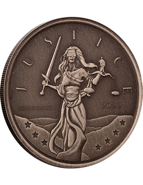 LADY JUSTICE 1 Oz Antica Moneta Argento 1 Pound Gibilterra 2022