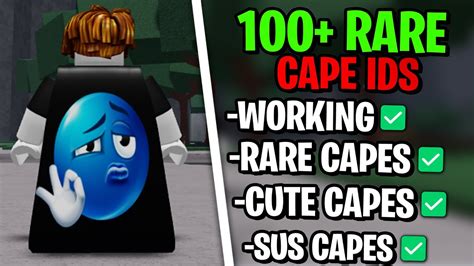 NEW 100 RARE CAPE IDS TO USE ROBLOX Strongest Battlegrounds Cape