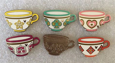 Disney Pin Dlr 2015 Hidden Mickey Mad Tea Party Cups Set Of 6 1800685869 Disney Pins