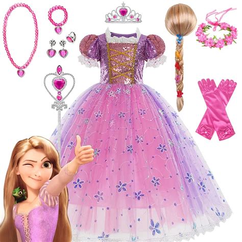 Disney Enrolados Rapunzel Cosplay Trajes Vestidos De Princesa Roupa De