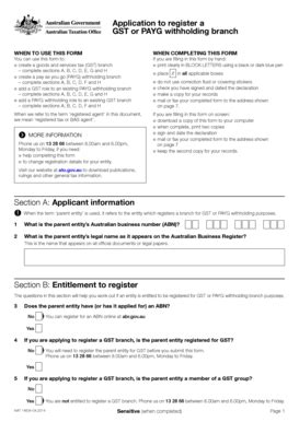 Fillable Online Ato Gov Application To Register A Gst Or Payg