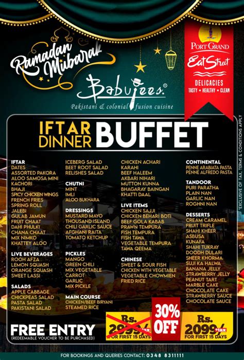 Ramadan Iftar And Sehri Buffet And Deals In Karachi 2023 Menu