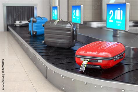 Baggage Claim In Airport Terminal Suitcases On The Airport Luggage