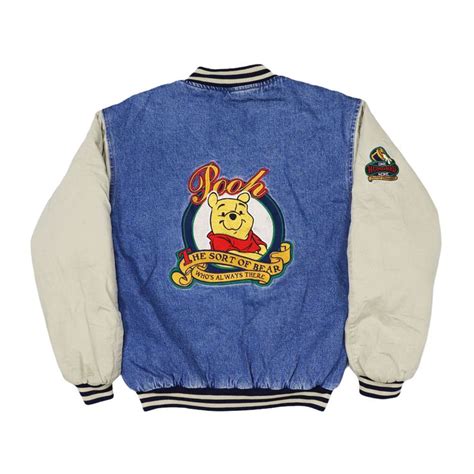 Vintage The Disney Store Winnie The Pooh Varsity Jean Denim Etsy Denim Coat Jacket Vintage