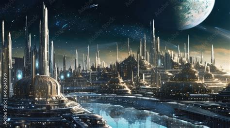 Futuristic Advanced Alien Civilization Concept Art Digital