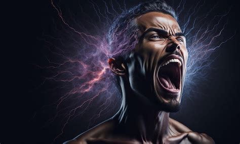 Premium AI Image | A man screaming with lightning in the background