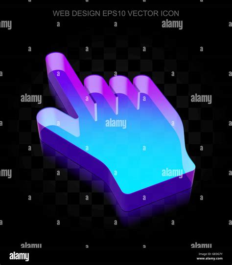 Web Design Icon D Neon Glowing Mouse Cursor Made Of Glass Eps