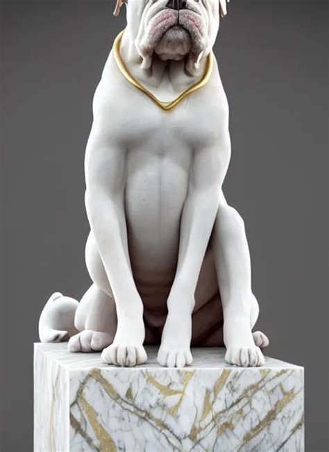 A Statue Made Of White Marble With Gold Veins Of Klay Stable