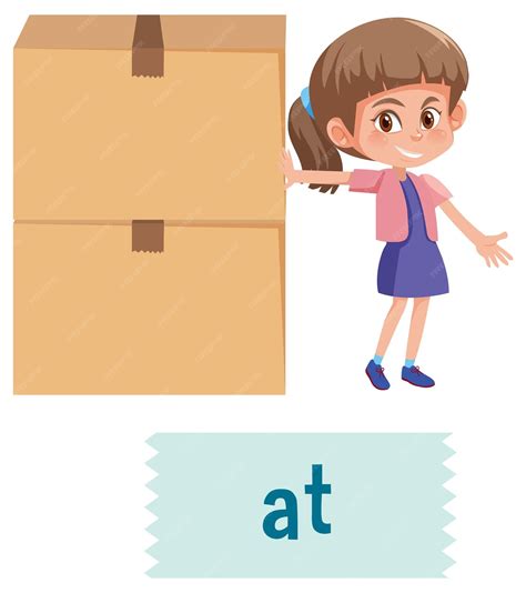 Premium Vector Preposition Of Place With Cartoon Girl And A Box