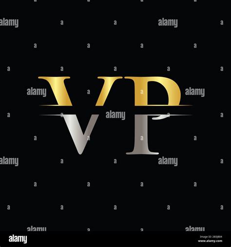 Plantilla De Vector De Logotipo De Creative Letter VP Con Color Dorado