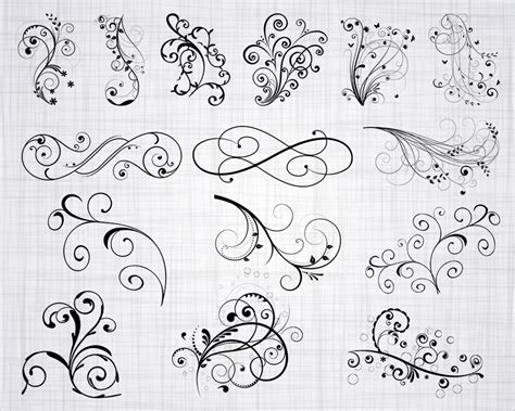 Decorative Vine Ornaments Svg Vine Svg Swirls Svg Clipart Etsy