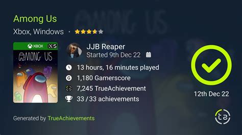 Completion #29 Among Us : r/xboxachievements