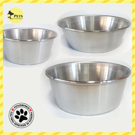 Tigela Alumínio Comedouro P M G Cachorros Gatos Ração e Água Shopee