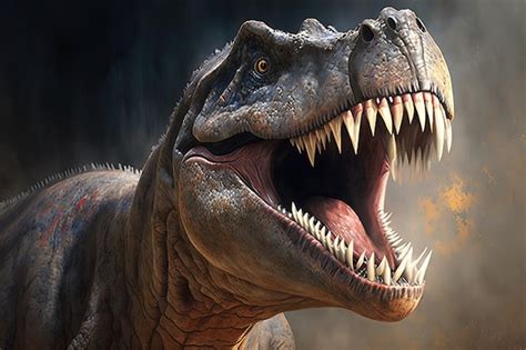 Premium AI Image | Tyrannosaurus rex teeth bared and ready to attack