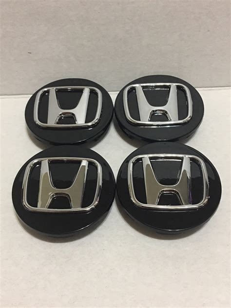 4 Pcs Wheel Center Cap Honda Accord Civic Black Chrome Logo 69 MM 2