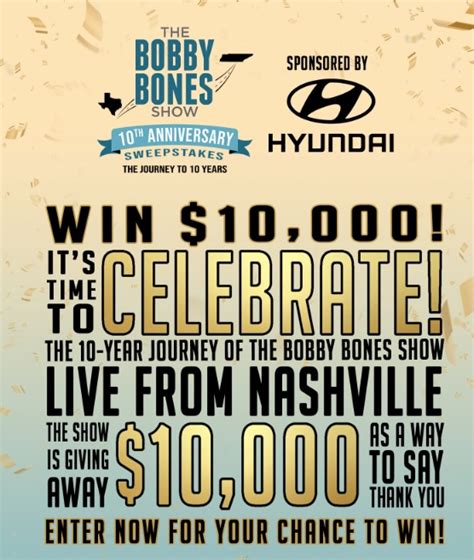 The Bobby Bones Shows 10th Anniversary Sweepstakes I Love Giveaways